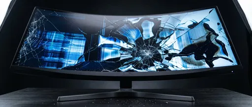 Shattered Curved Ultrawide Monitor Screen