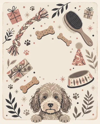 Cockapoo Dog Celebration Frame Illustration