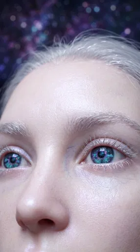 Close-Up Portrait With Cosmic Nebula Eyes