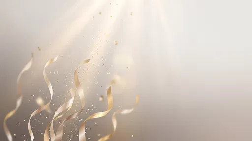 Champagne Ribbons and Golden Confetti Background
