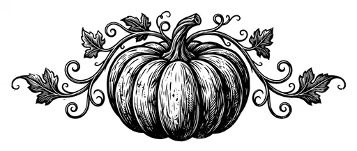Black and White Linocut Pumpkin Illustration