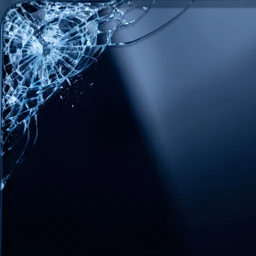Cracked Blue Glass Screen Corner Macro