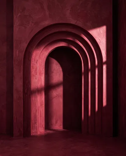 Wine Red Venetian Plaster Archway Backdrop