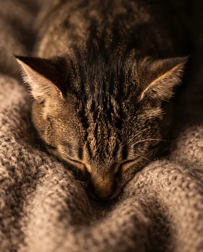 Sleeping Brown Tabby Cat Macro