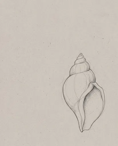 Minimalist Pencil Sketch of Spiral Seashell