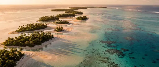 Aerial View of Tropical Lagoon Atoll