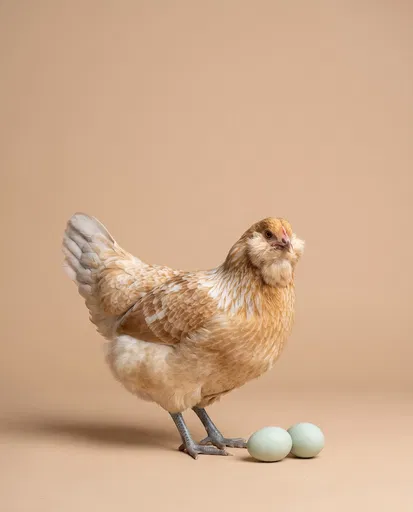 Easter Egger Hen With Blue Eggs