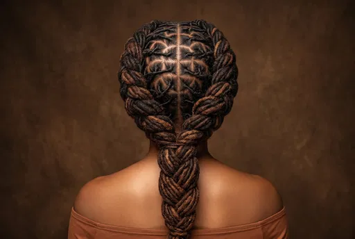 Back View of Braided Locs Hairstyle