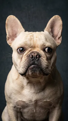 Grumpy Cream French Bulldog Studio Portrait