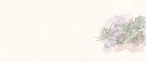 Minimalist Watercolor and Line Forest