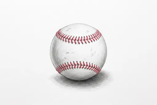 Colored Pencil Baseball Illustration on White