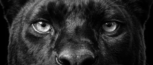 Monochrome Close-Up of Black Panther Eyes