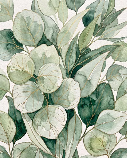 Sage Green Eucalyptus Watercolor Illustration