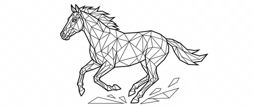 Geometric Polygon Running Horse Coloring Page