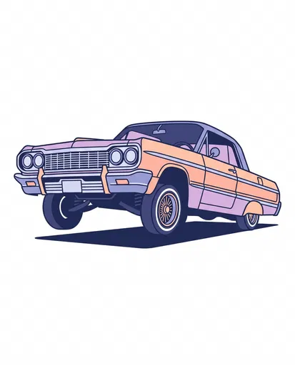 Pastel Lowrider Car Vector Clipart