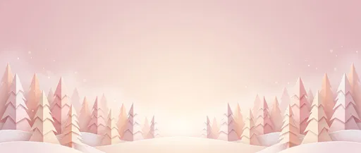 Pastel Pink Paper Cut Winter Forest