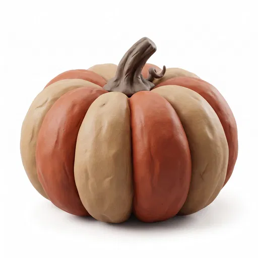 Clay Style Terracotta and Beige Pumpkin