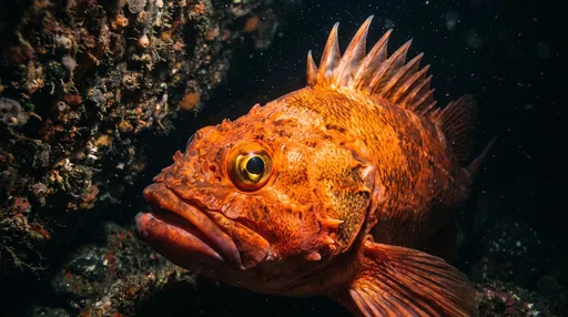 Vibrant Orange Rockfish Underwater Close-Up