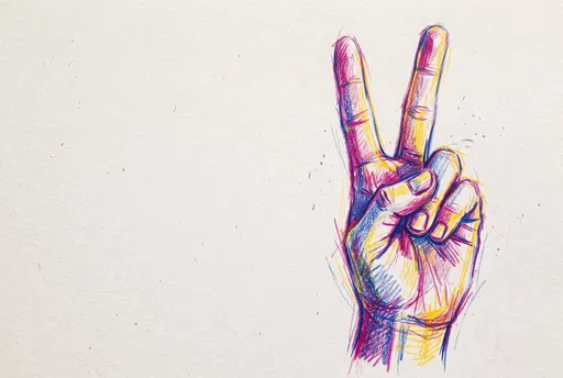Colorful Pencil Sketch of Peace Sign
