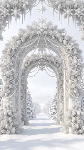 Monochrome White Porcelain Winter Holiday Archway