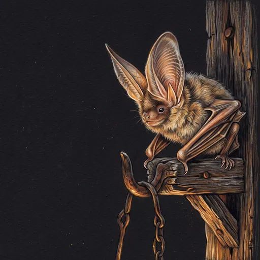Colored Pencil Bat on Wooden Hook