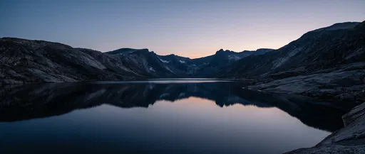 Calm Alpine Lake Reflection at Twilight