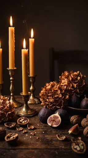 Autumn Still Life with Candles and Figs