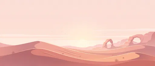 Pink Desert Dunes and Arches Illustration