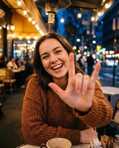 Smiling Woman Signing I Love You