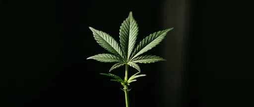 Single Lit Cannabis Leaf on Black