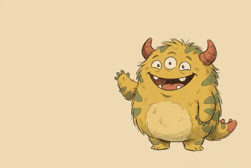 Friendly Yellow Three-Eyed Monster Illustration