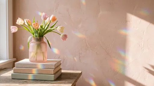 Pastel Tulips in Frosted Pink Vase