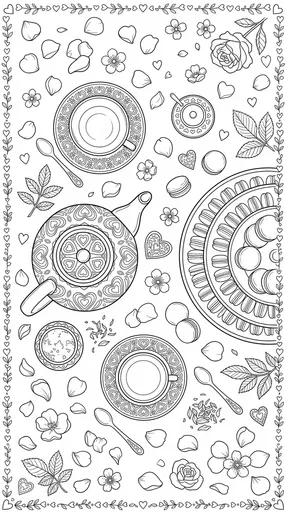 Valentine Tea Party Coloring Page