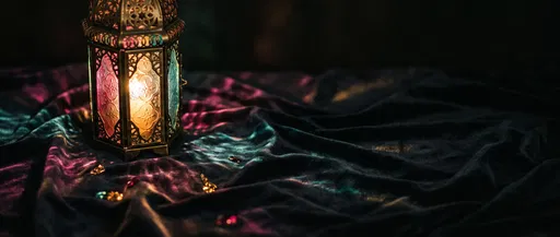 Ornate Glowing Lantern on Dark Velvet
