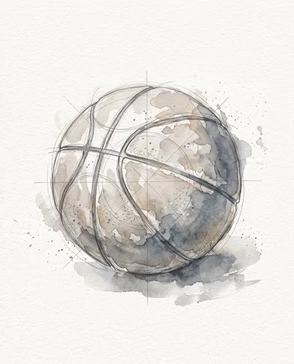 Watercolor and Graphite Basketball Sketch