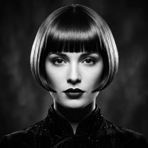 Monochrome Portrait of Woman with Classic Bob