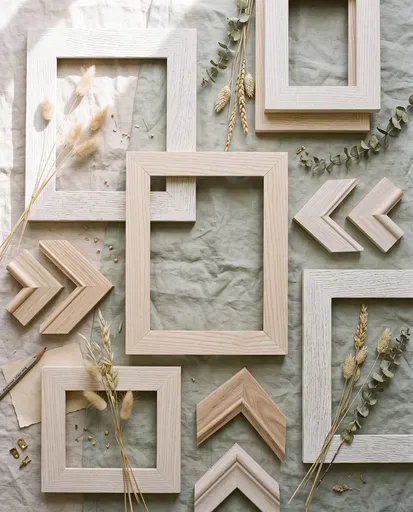 Flat Lay of Wooden Picture Frames