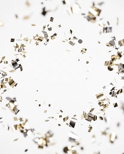 Gold and Silver Confetti Swirl Frame