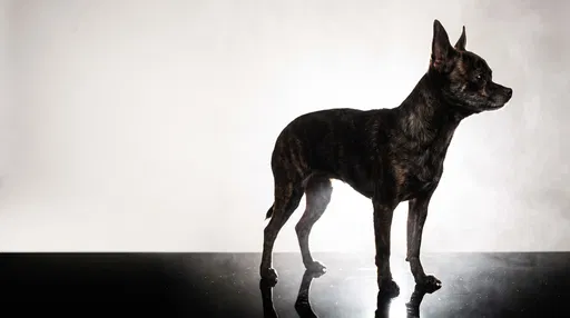 Brindle Chihuahua Standing in Studio Profile