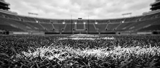Monochrome Football Stadium Turf Close-Up