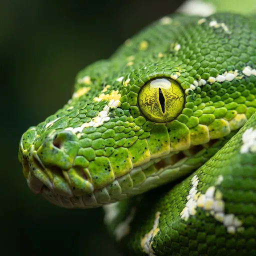 Macro Portrait of Emerald Tree Boa