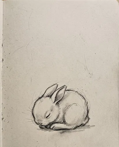 Charcoal Sketch of Sleeping Bunny