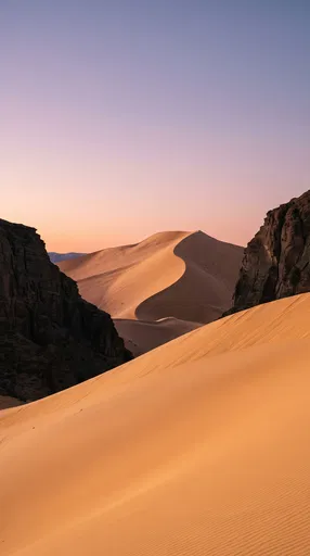 Golden Desert Sand Dunes at Dusk