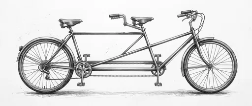 Graphite Drawing of Tandem Bicycle Profile