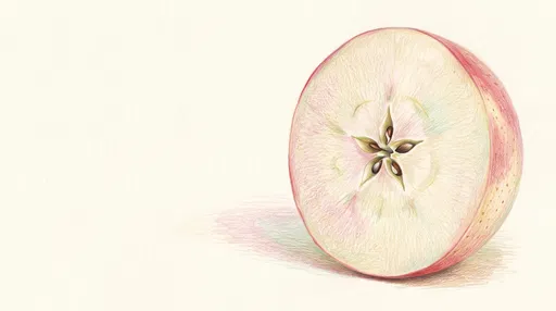 Colored Pencil Drawing of Halved Apple