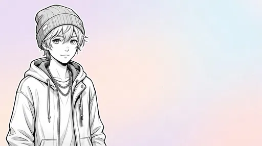 Manga Youth Portrait on Pastel Background