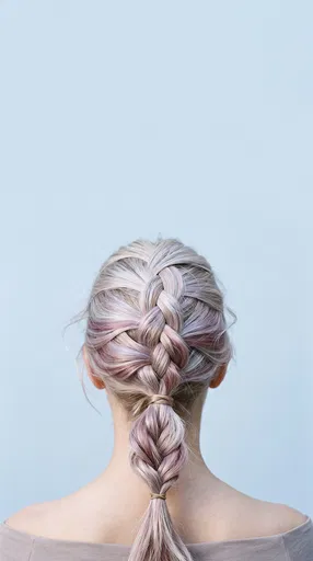 Pastel Balayage Braided Ponytail Rear View