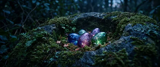 Glowing Glass Easter Eggs in Mossy Hollow