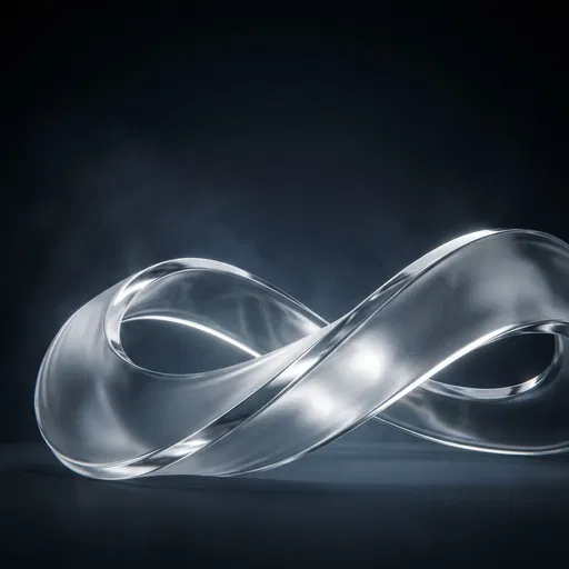 Frosted Glass Mobius Ribbon on Dark Background