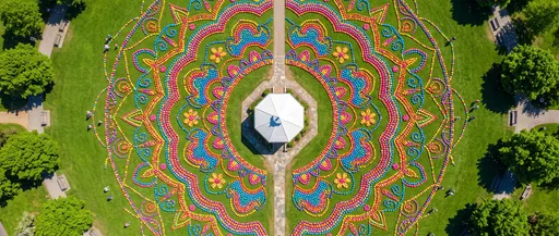 Aerial View of Giant Easter Egg Mandala